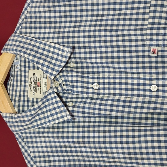 Ralph Lauren Jeans Co. Retro Vintage Blue & White Checker Plaid Shirt, Size XL - Picture 4 of 8